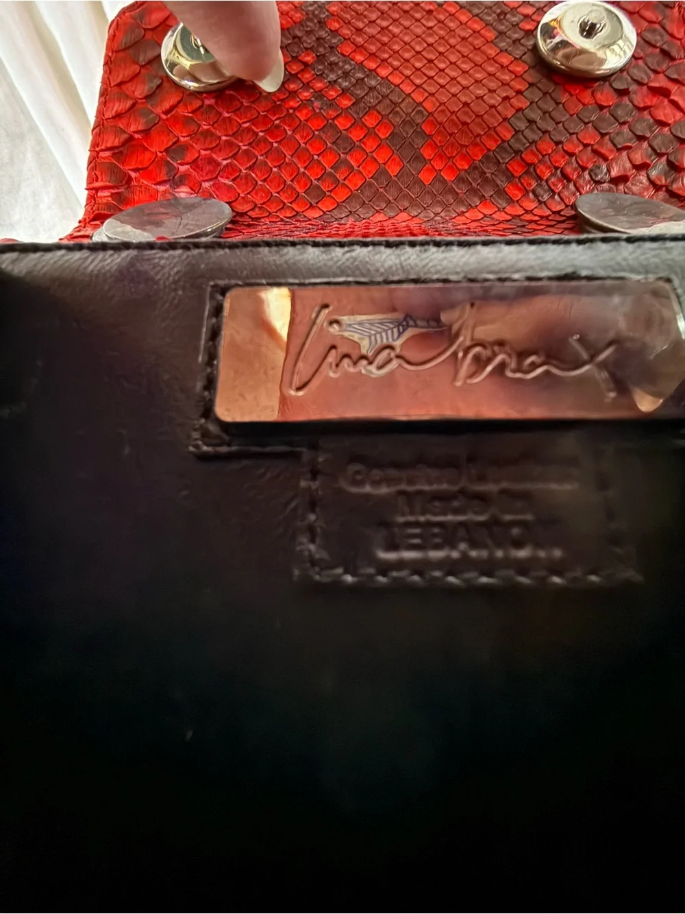 Lina Bora red python crossbody bag